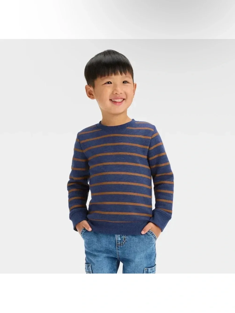 Target Cat‎ & Jack Navy and Mustard Striped Kids Sweatshirt 12M